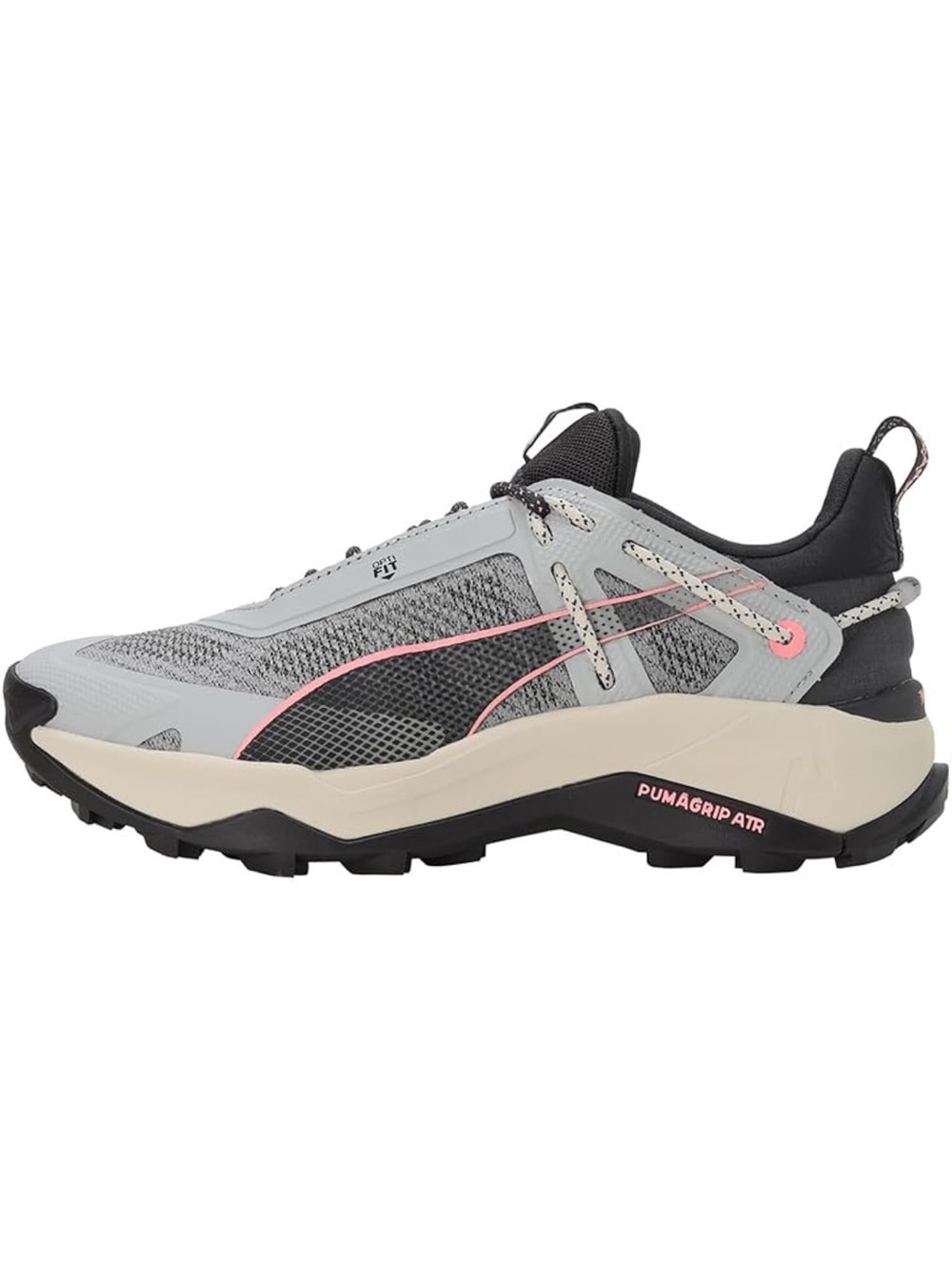Puma Women's Gray Mesh Trail Sneaker with Pink Accents